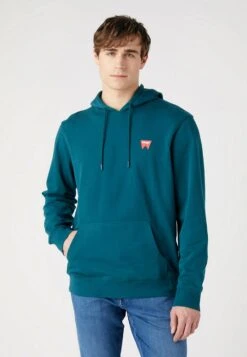 Wrangler Sign OffFelpa Con CappuccioDeep Teal Green Uomo Maglieria E Felpe WR122S04I-M11